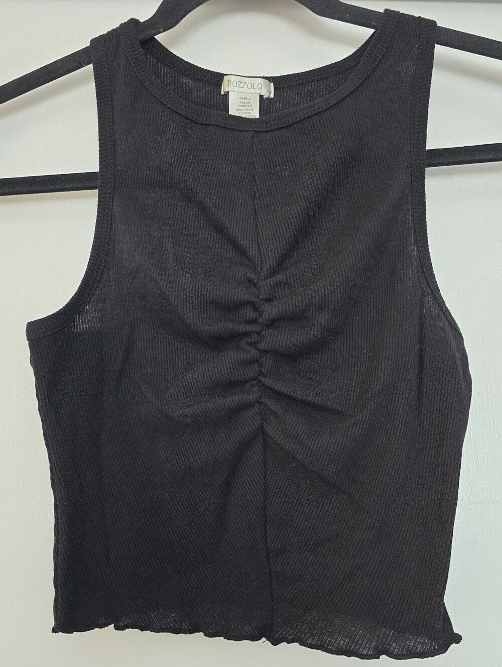 Bozzolo - Black Ribbed Sleeveless Racerback Crop Top